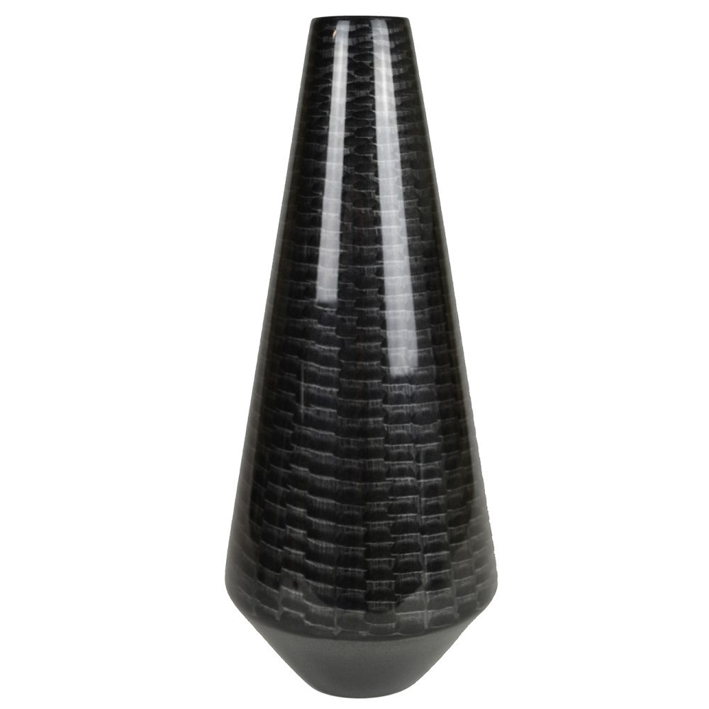 Lacquer Grain Patterned Finish Vase - Black (Available in 4 Sizes)