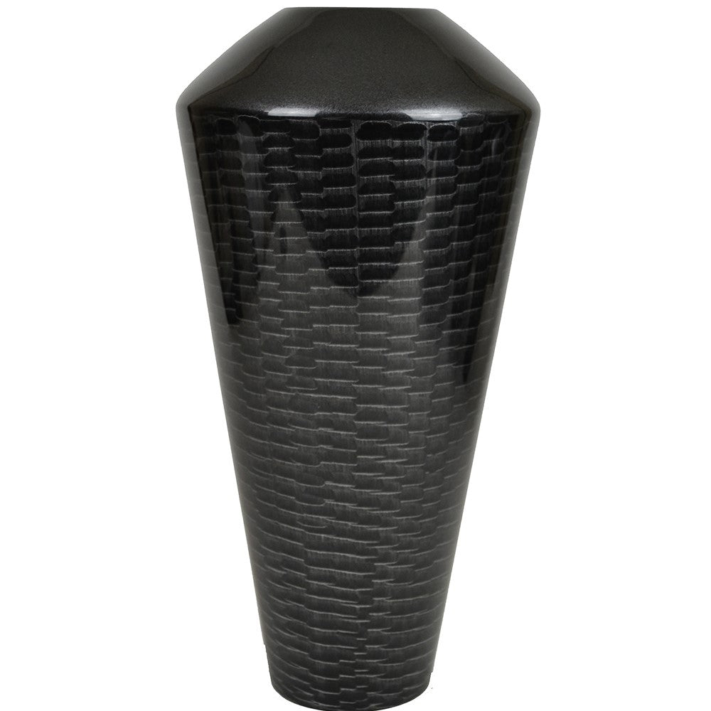 Lacquer Grain Patterned Finish Vase - Black (Available in 4 Sizes)