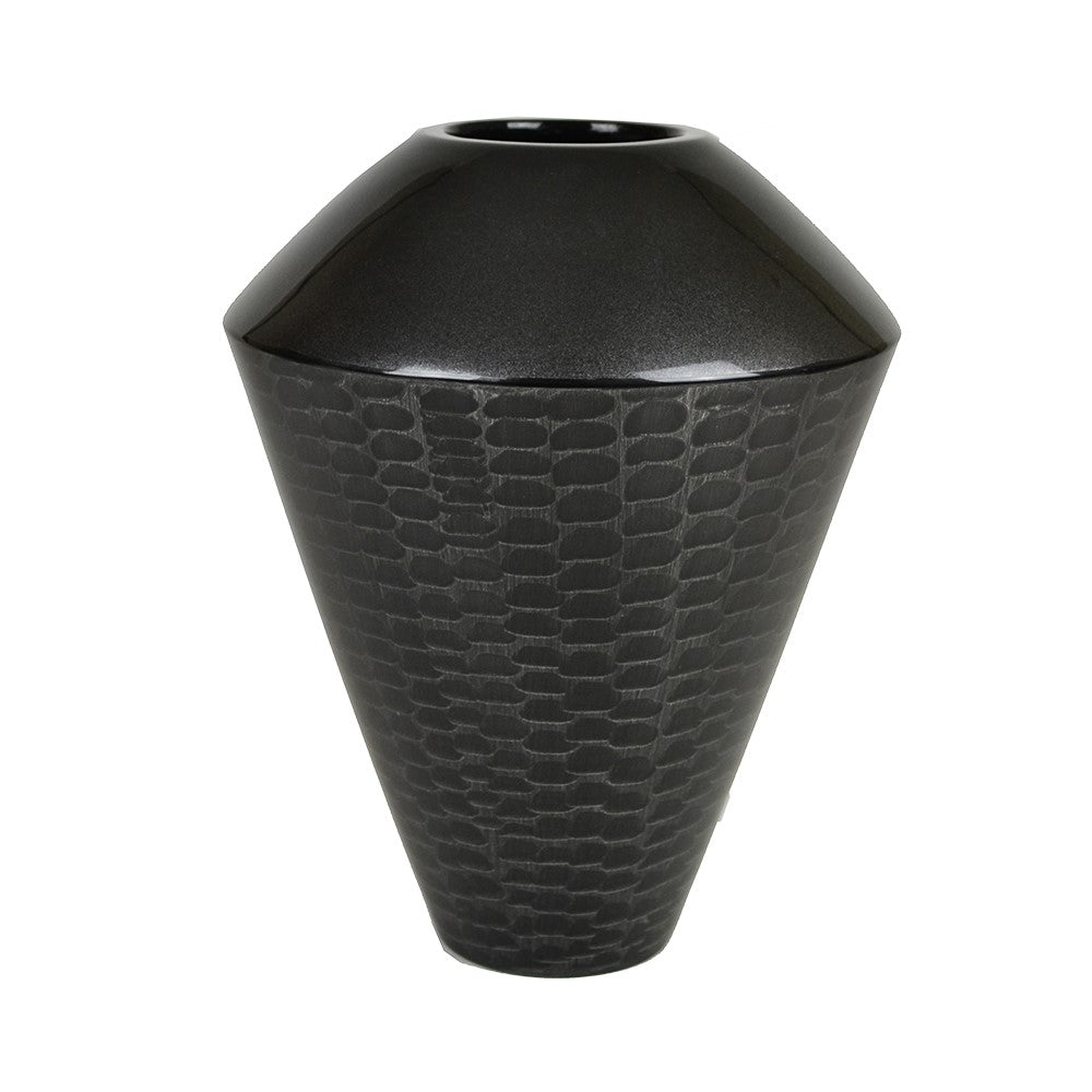 Lacquer Grain Patterned Finish Vase - Black (Available in 4 Sizes)