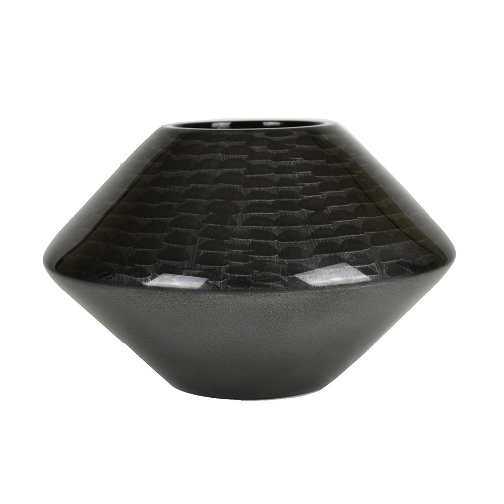 Lacquer Grain Patterned Finish Vase - Black (Available in 4 Sizes)