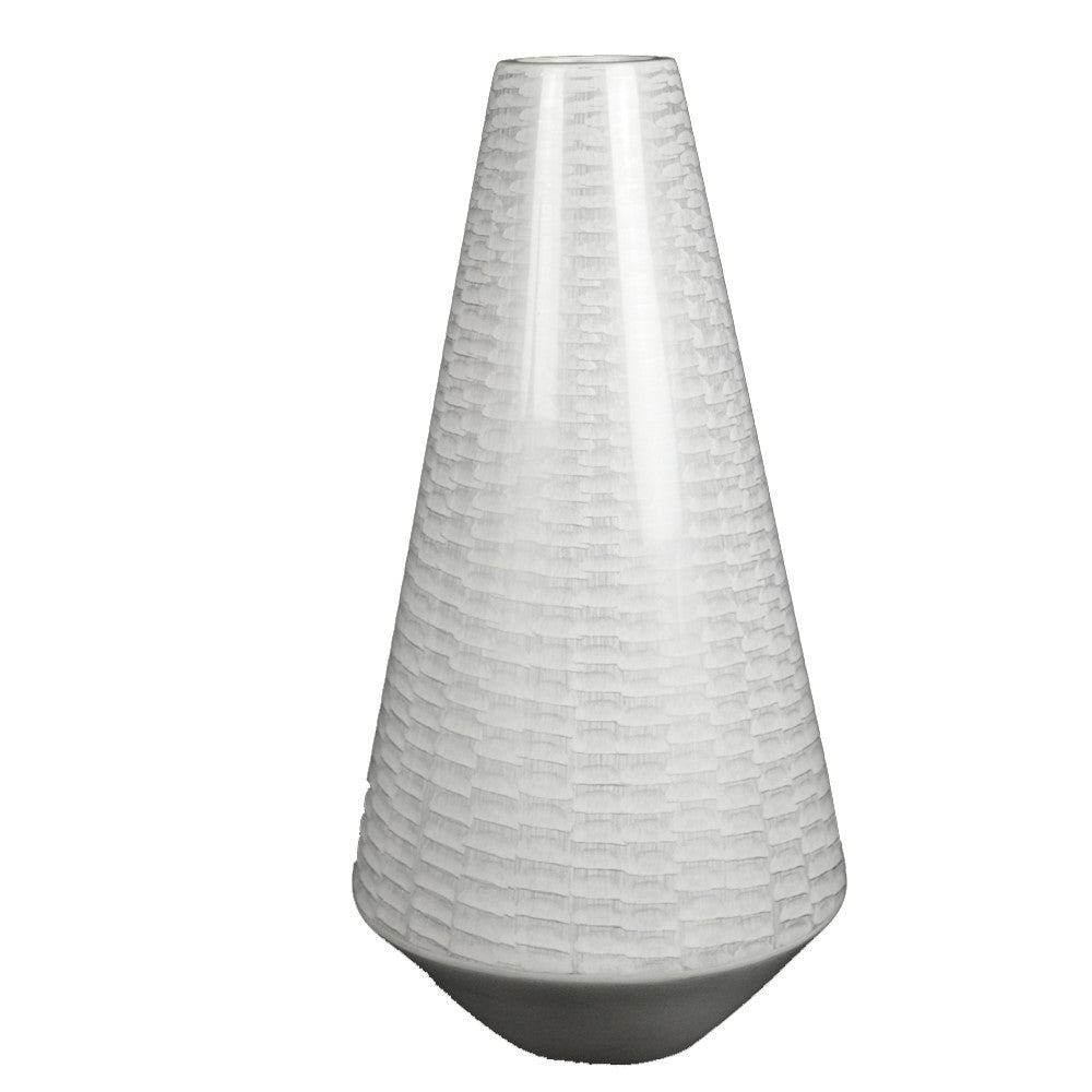 Lacquer Grain Patterned Finish Vase - White (Available in 4 Sizes)