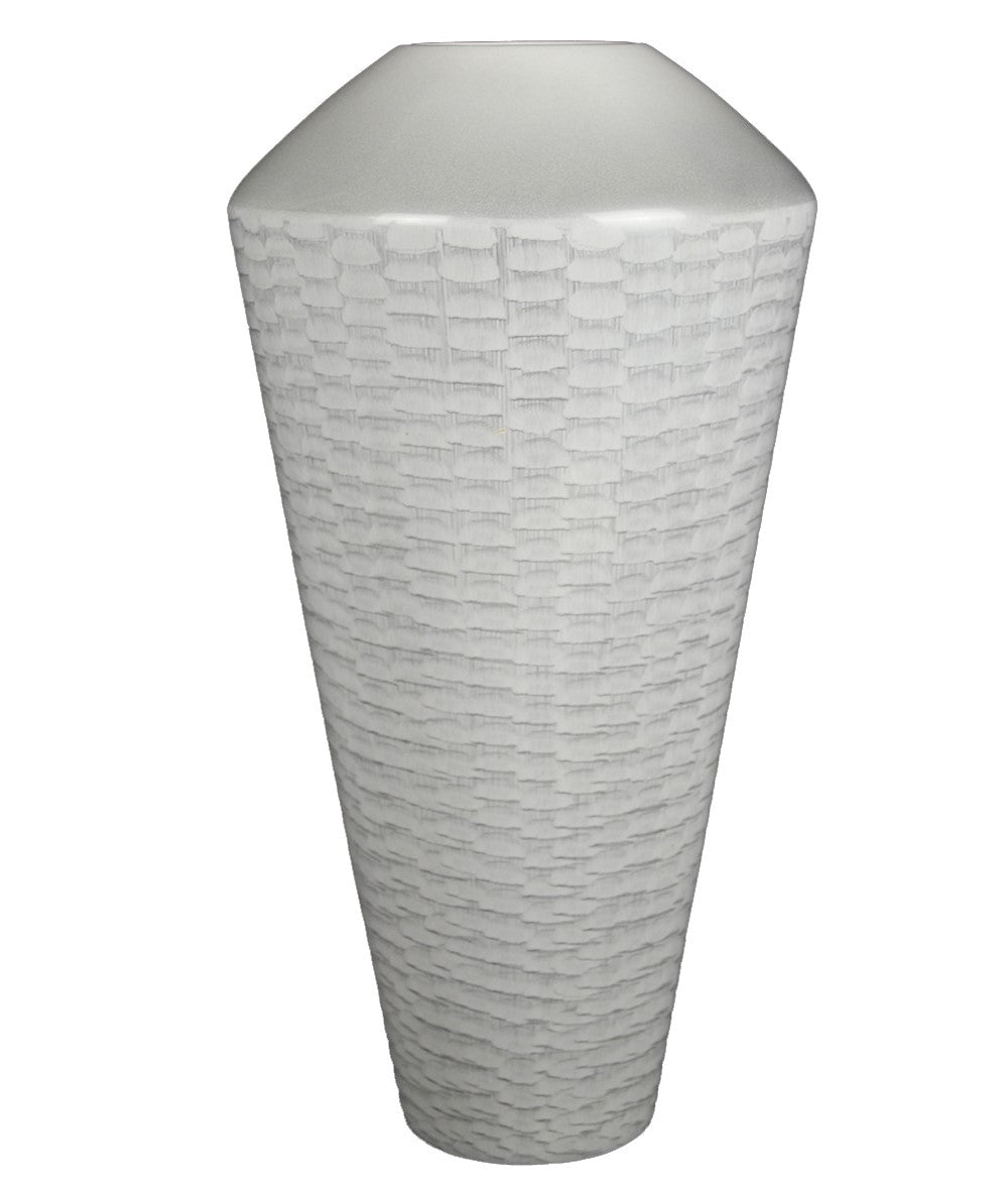 Lacquer Grain Patterned Finish Vase - White (Available in 4 Sizes)