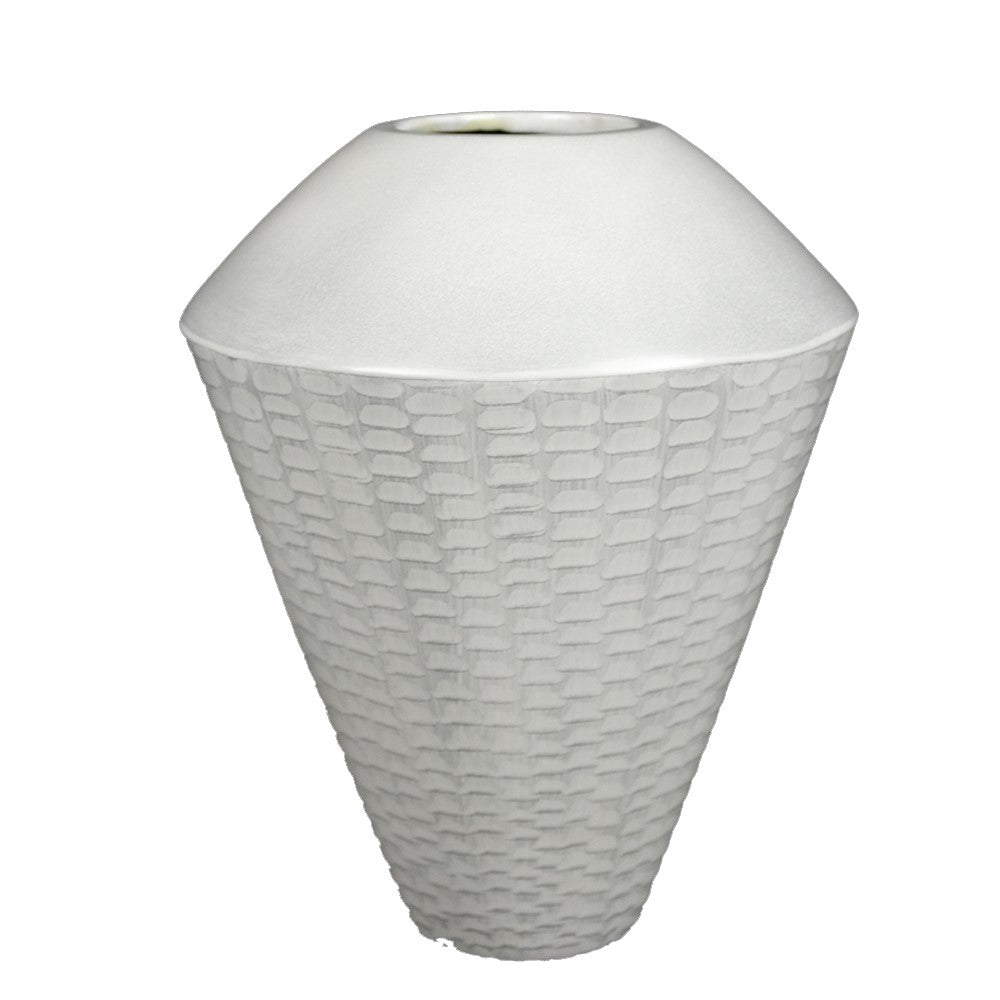 Lacquer Grain Patterned Finish Vase - White (Available in 4 Sizes)