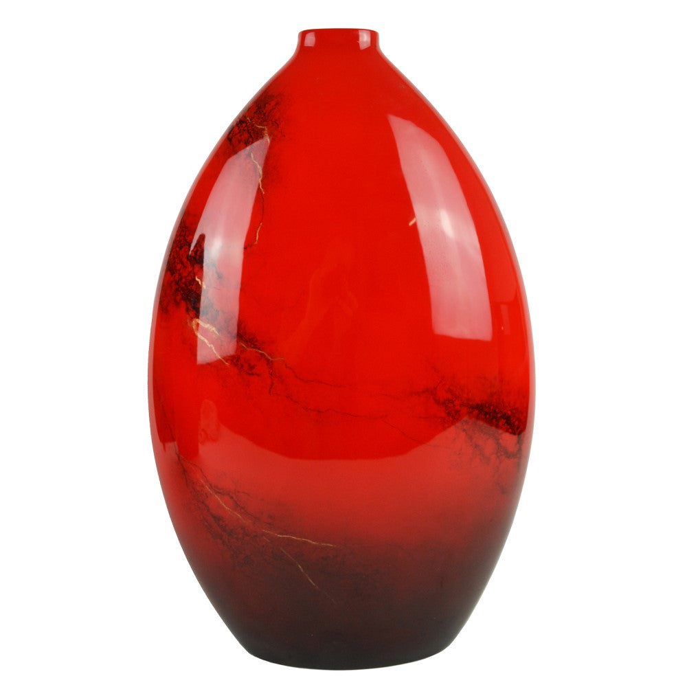 Lacquer Oval Horizon Floor Vase - Red