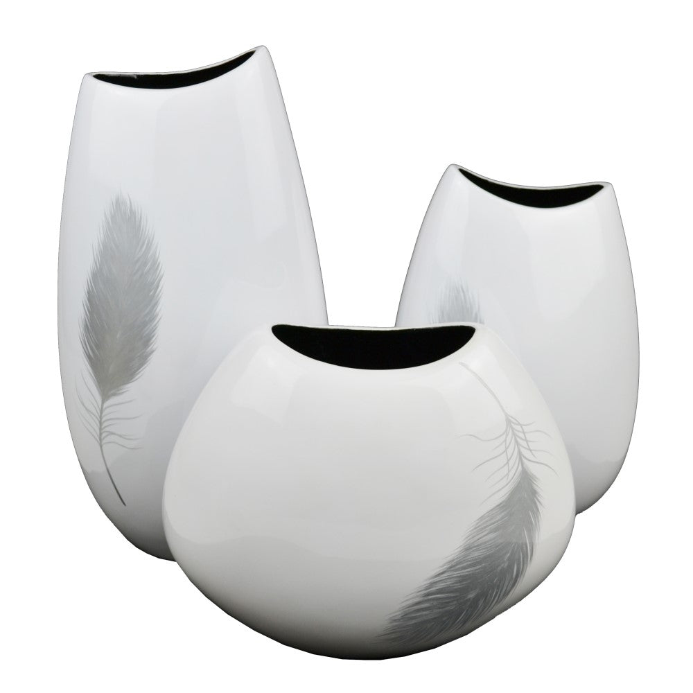 Lacquer Feathered Matt Finish Vase - White (Available in 3 Sizes)