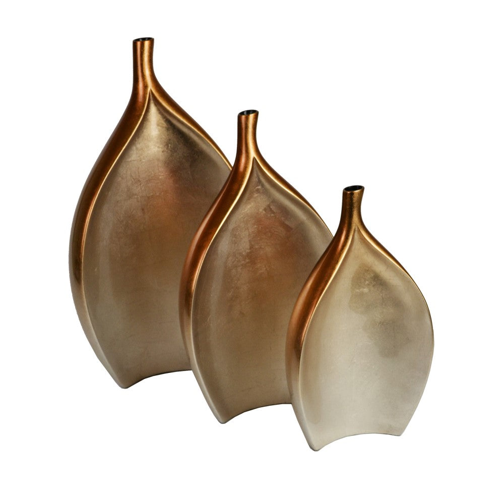 Lacquer Petal Style Metallic Finish Vase - Copper (Available in 3 Sizes)