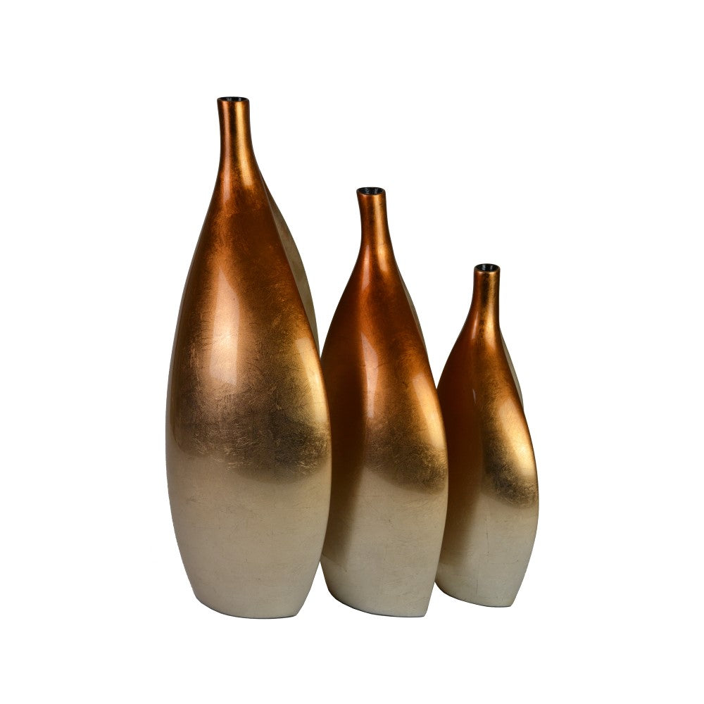 Lacquer Petal Style Metallic Finish Vase - Copper (Available in 3 Sizes)