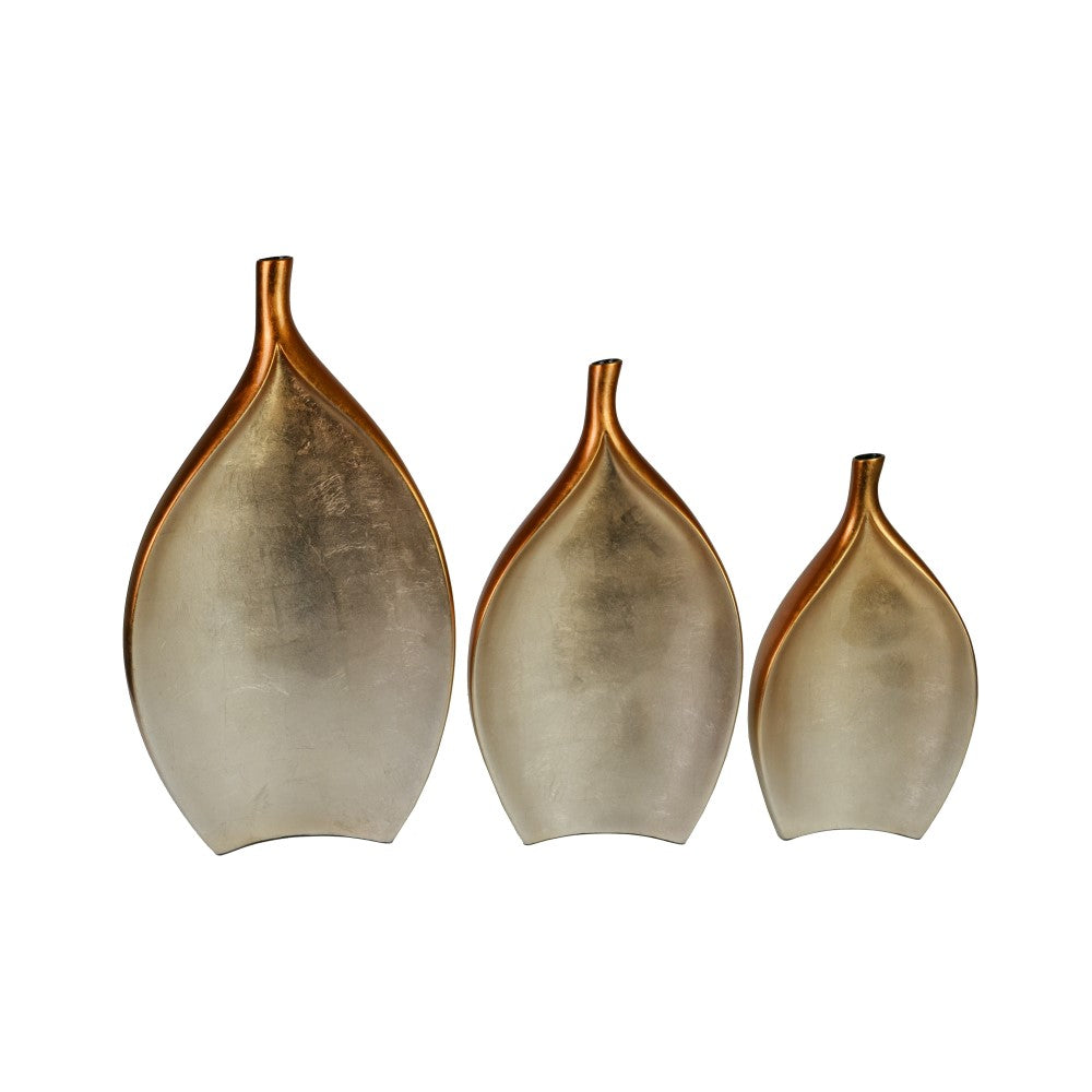 Lacquer Petal Style Metallic Finish Vase - Copper (Available in 3 Sizes)