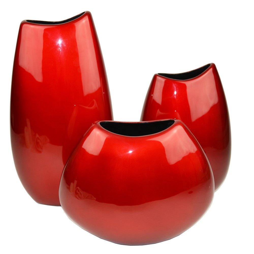 Lacquer Silk Glossy Finish Vase - Red (Available in 3 Sizes)