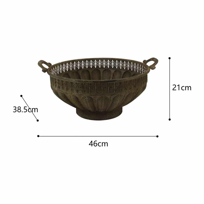 Large Baroque Bowl with Handles Garden Decor - 46×38.5x21cms