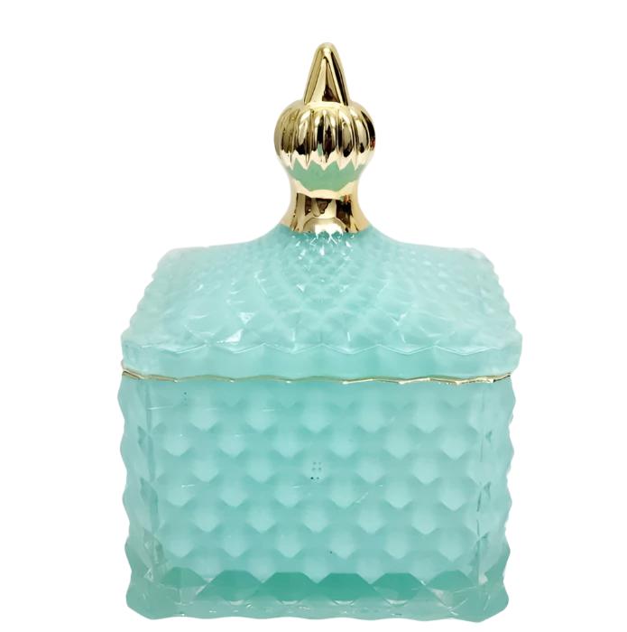 Large Dylan Diamond Cut Square Embossed Glass Jar - Available in 4 Colors