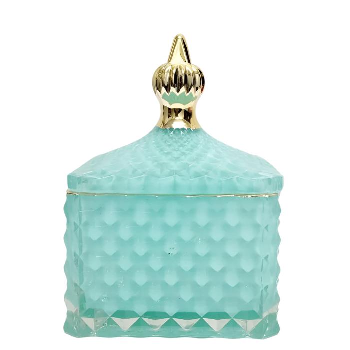 Large Dylan Diamond Cut Square Embossed Glass Jar - Available in 4 Colors