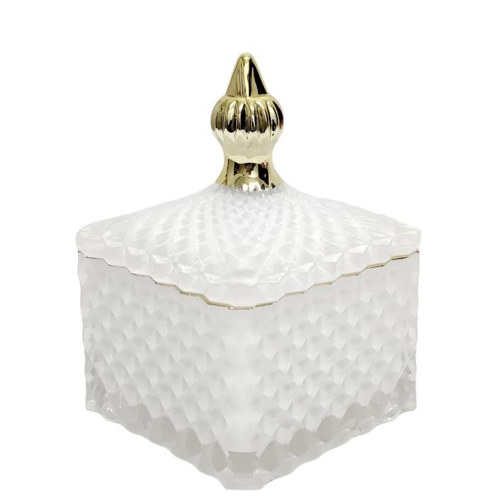 Large Dylan Diamond Cut Square Embossed Glass Jar - Available in 4 Colors