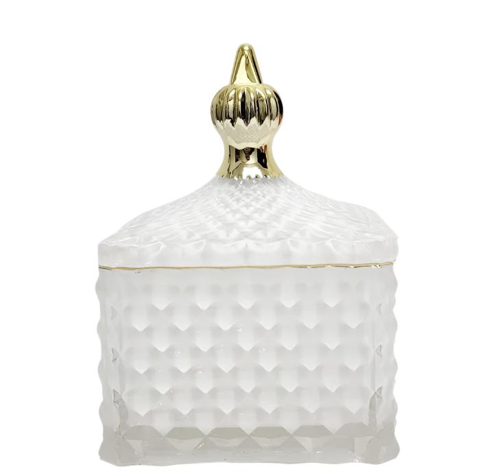 Large Dylan Diamond Cut Square Embossed Glass Jar - Available in 4 Colors