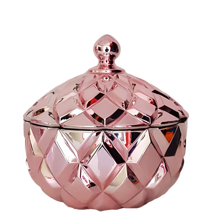 Large Grace Crystal Glass Jar with Diamond Embossed Pattern - Available in 3 Colors