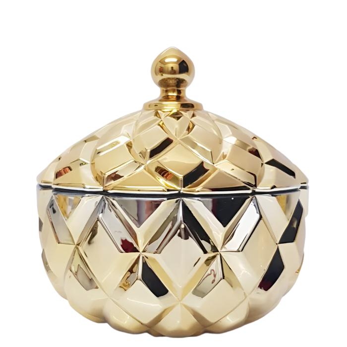 Large Grace Crystal Glass Jar with Diamond Embossed Pattern - Available in 3 Colors