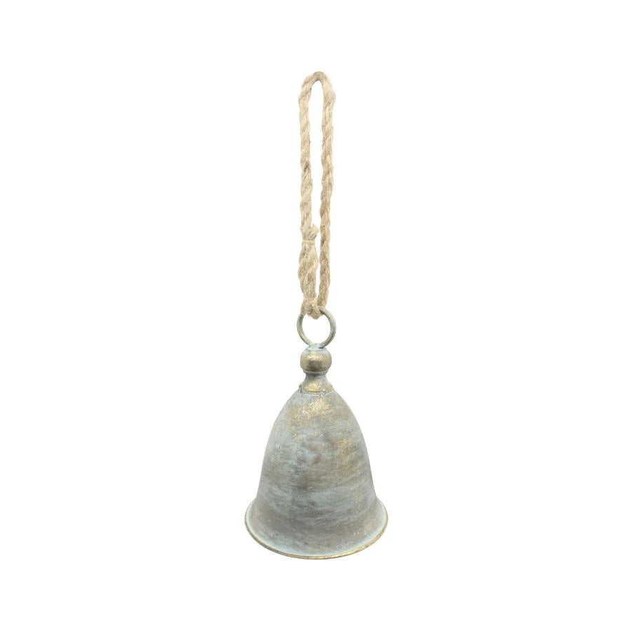 Large Hanging Bell With Rope - Gold