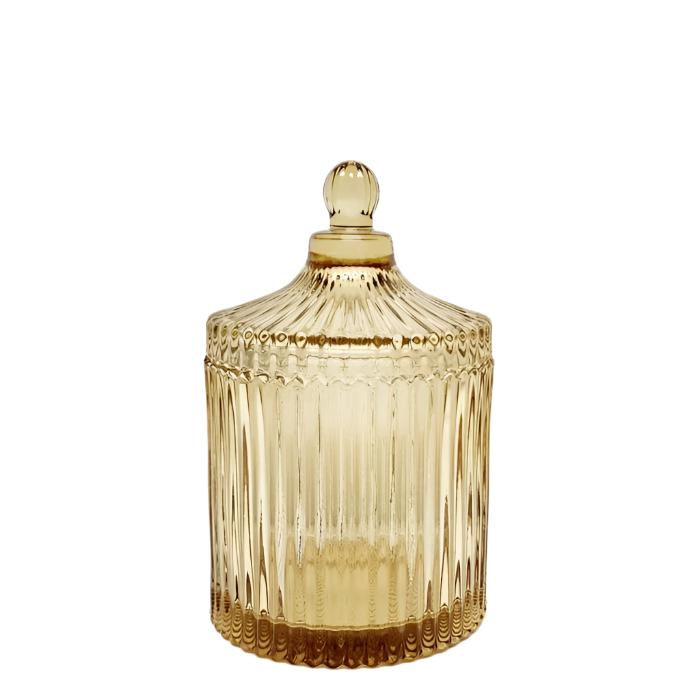 Large Ribbed Verona Round Ribbed Glass Jar - Available in 4 Colors