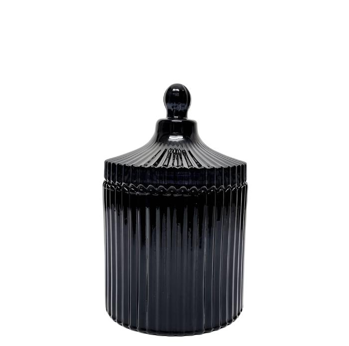 Large Ribbed Verona Round Ribbed Glass Jar - Available in 4 Colors