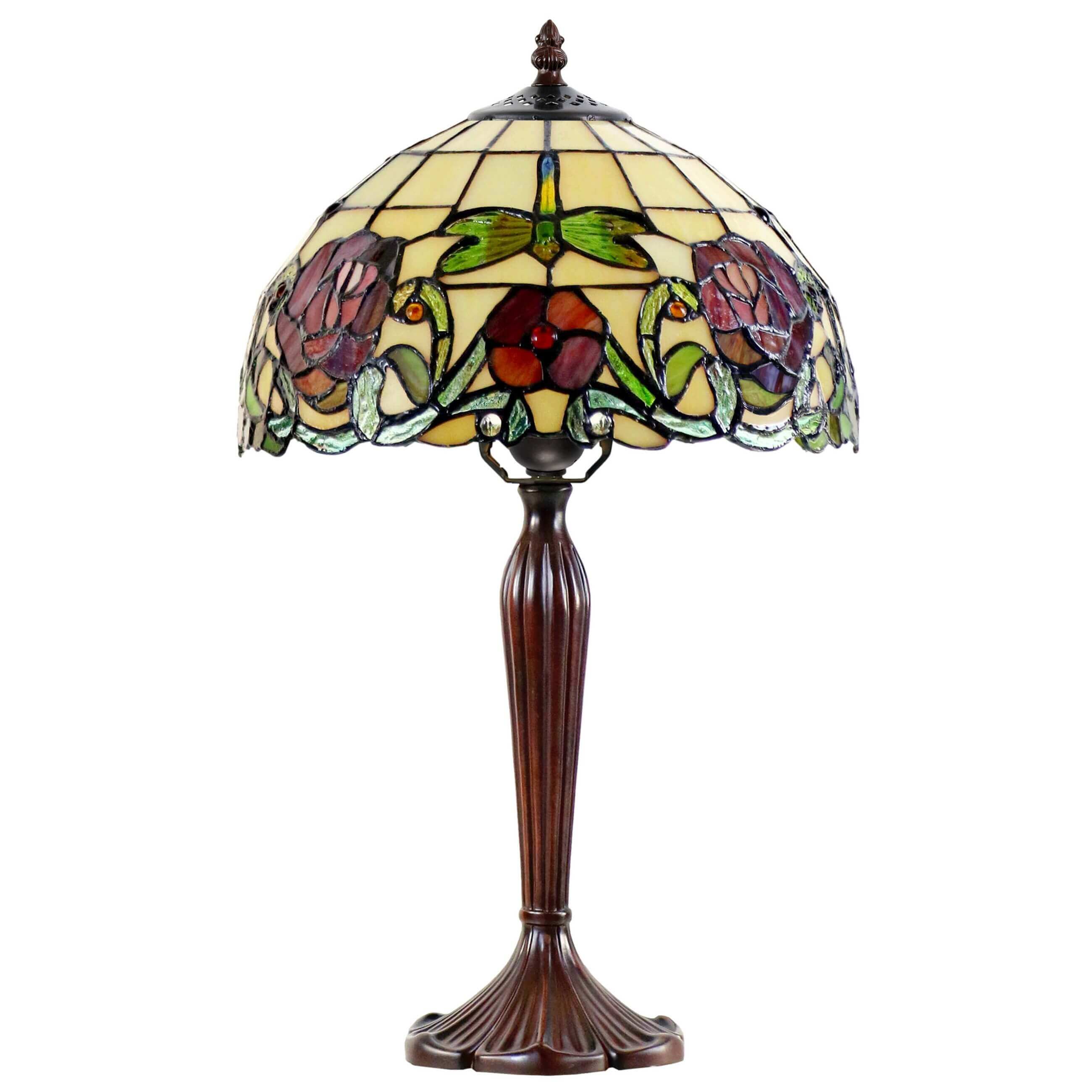 Large Roses Tiffany Stained Glass Table Lamp