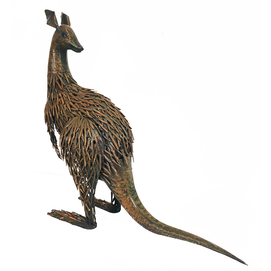 Large Rust Kangaroo Looking Back - 58.5x19x58.5cms