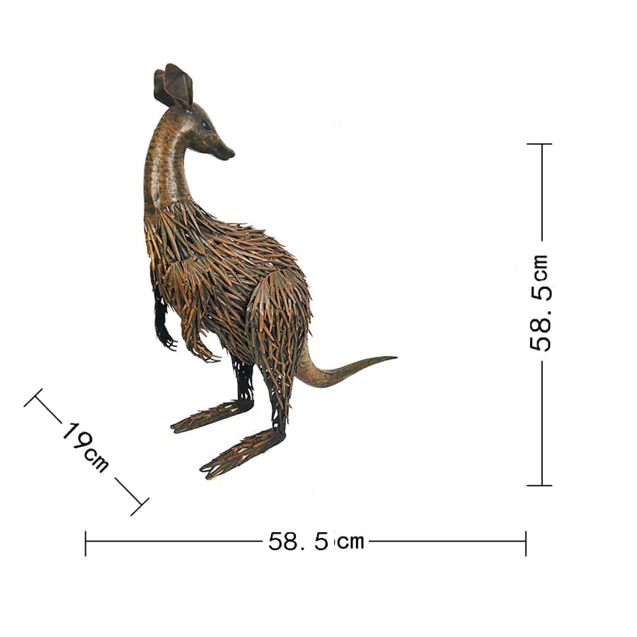 Large Rust Kangaroo Looking Back - 58.5x19x58.5cms