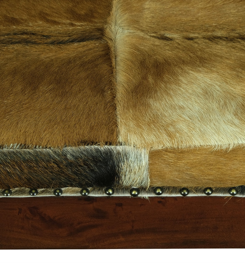 Large Studded Fur Goat Hide Bench