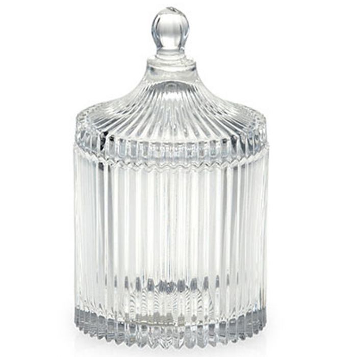 Large Verona Round Ribbed Jar - Clear