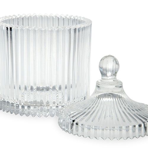 Large Verona Round Ribbed Jar - Clear