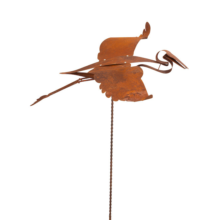 Large Wading Bird Steel Garden Stake - Rust