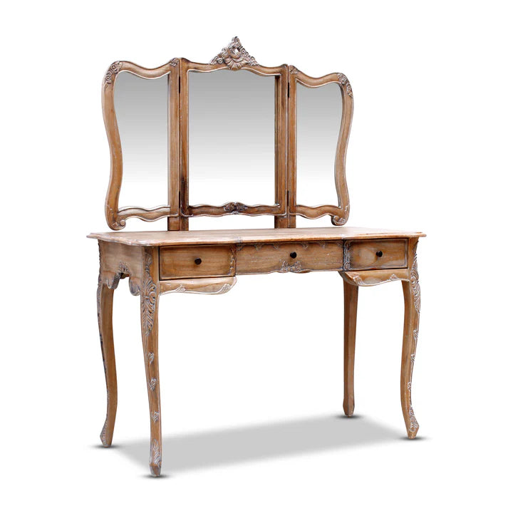 Large Wooden Paris Dressing Table - Weathered Oak