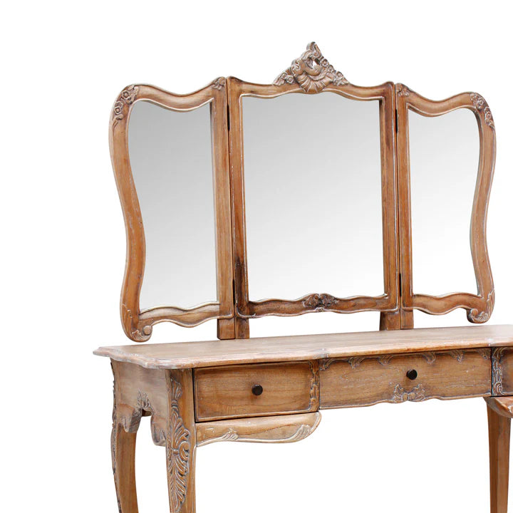 Large Wooden Paris Dressing Table - Weathered Oak