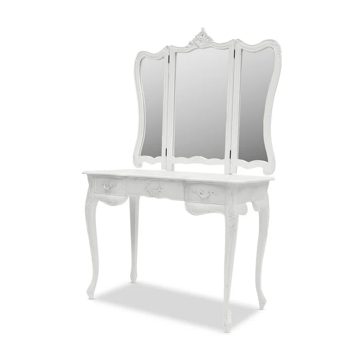 Large Wooden Paris Dressing Table - White