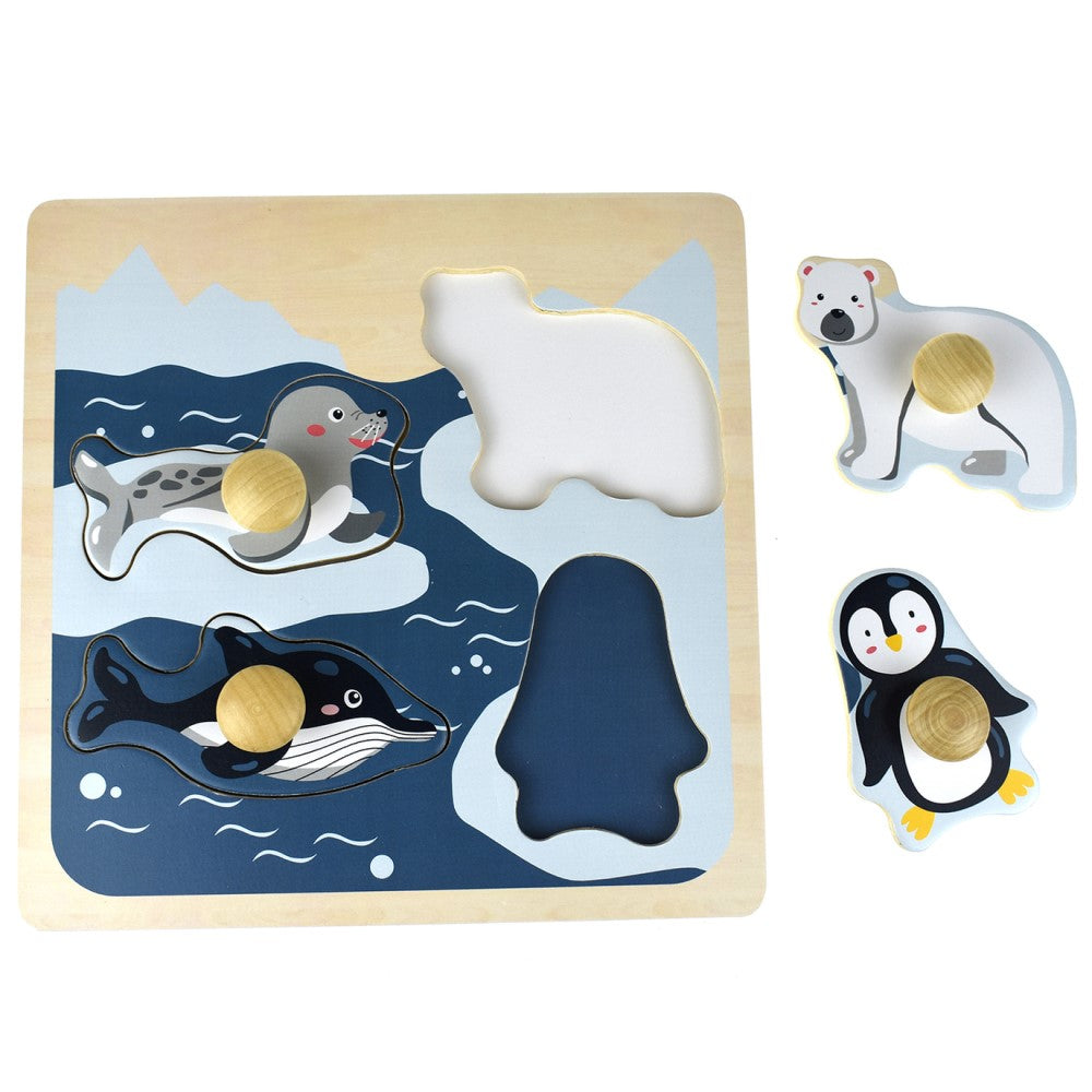 Wooden Polar Animals Peg Puzzle Shape Sorter