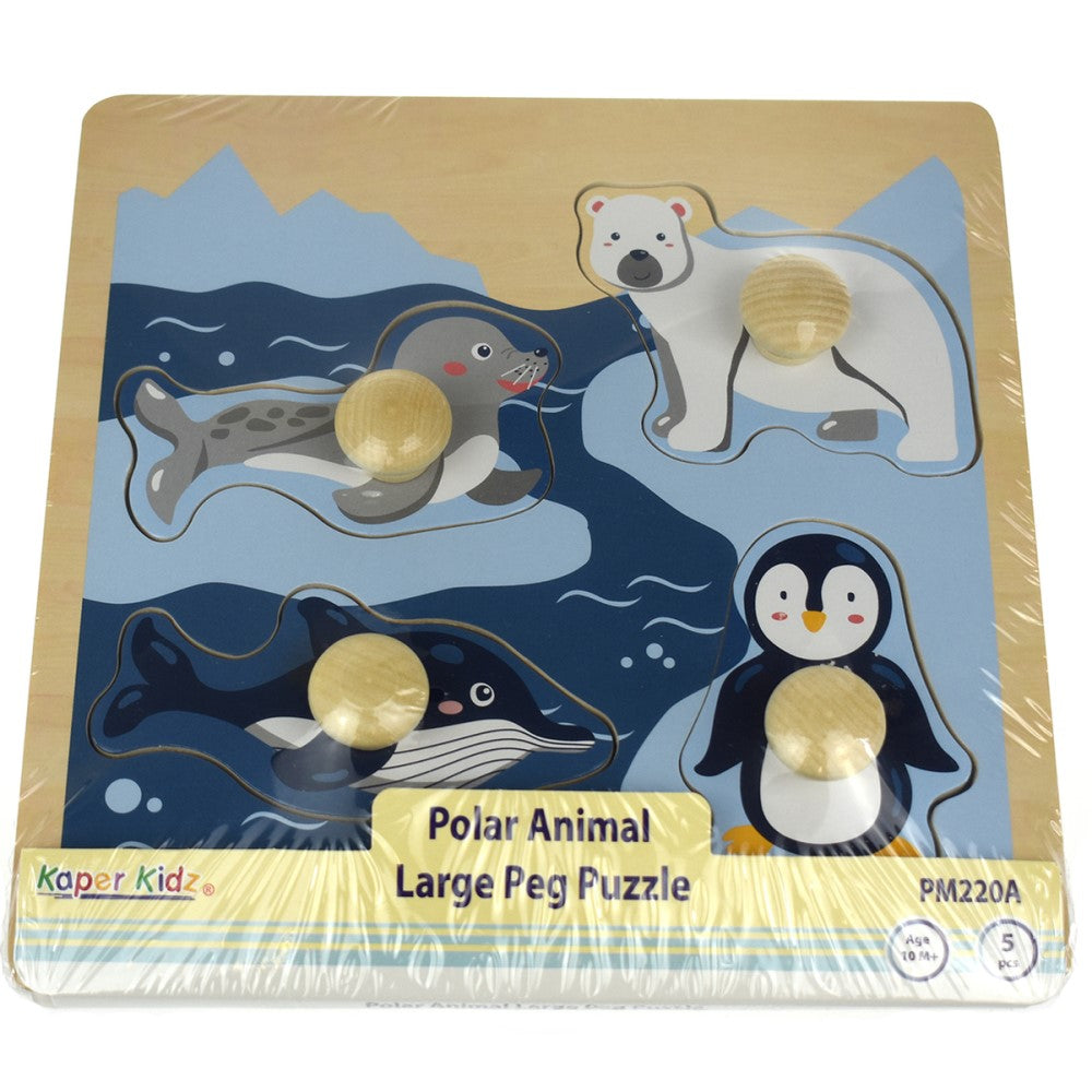 Wooden Polar Animals Peg Puzzle Shape Sorter