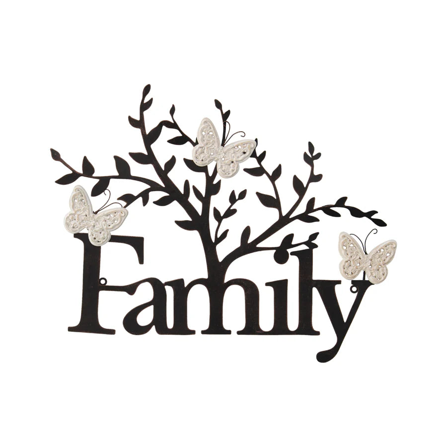 Laser-Cut Family With White Butterflies Wall Art