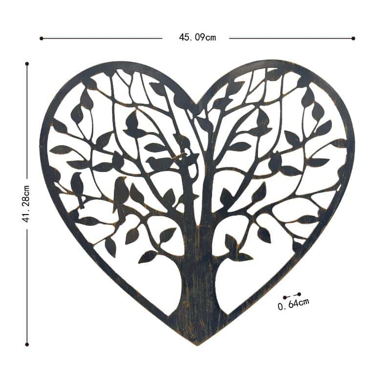 Laser-Cut Tree-Of-Life Heart Wall Art - 41cms