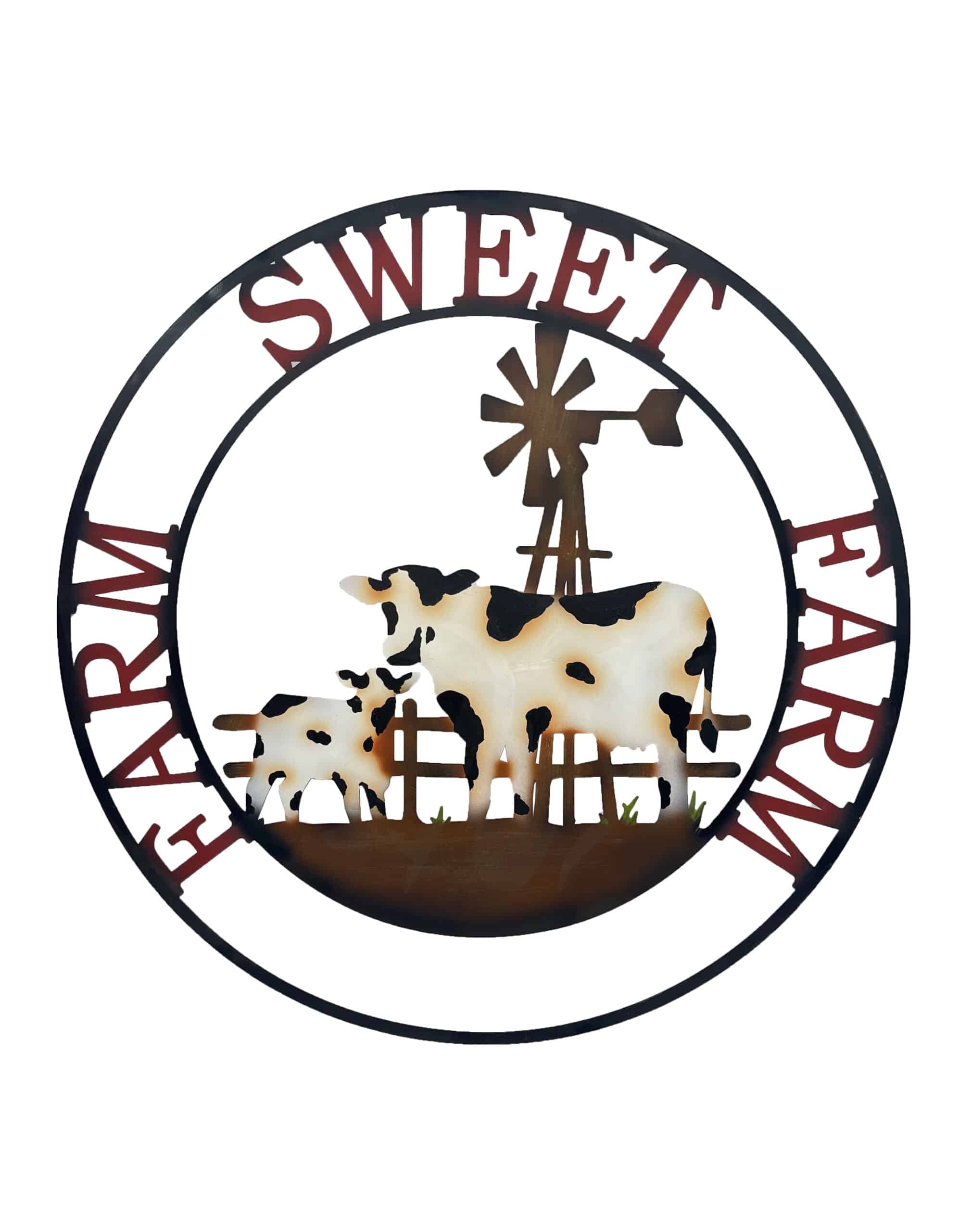 Laser-cut Cow Farm Sweet Farm Wall Art - 60cms