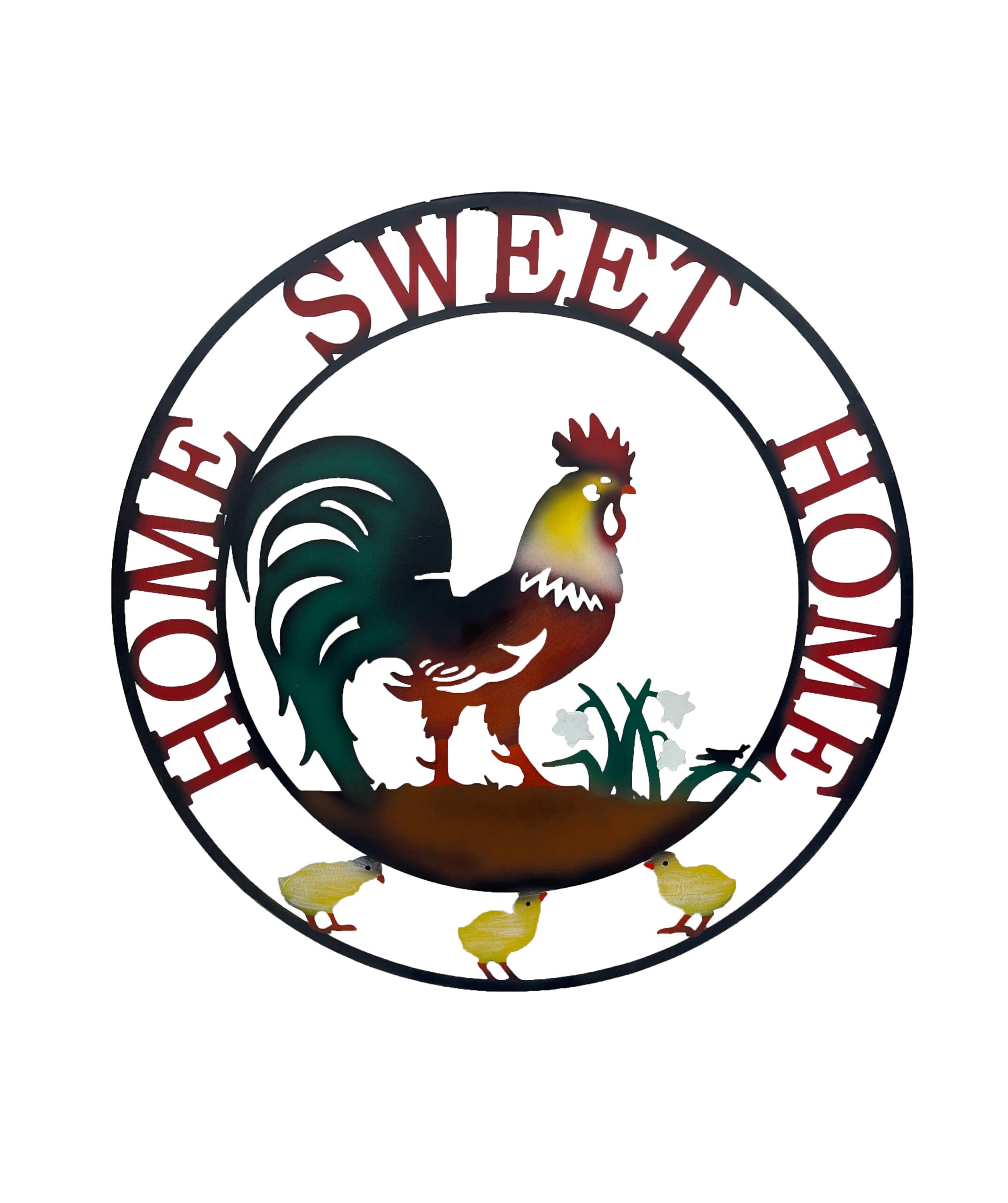 Laser-cut Rooster Home Sweet Home Wall Art - 60cms