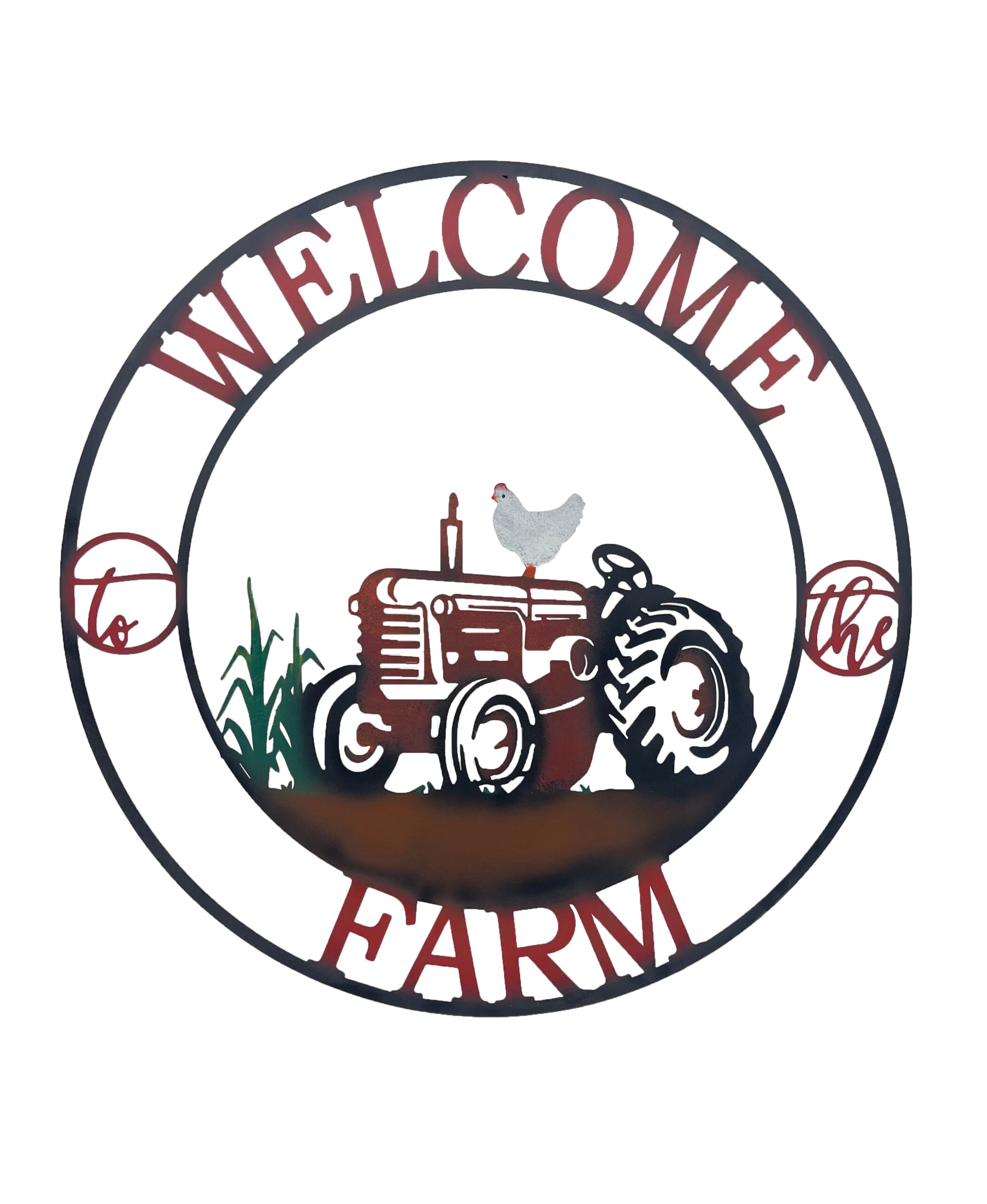 Laser-cut tractor Welcome Wall Art - 60cms