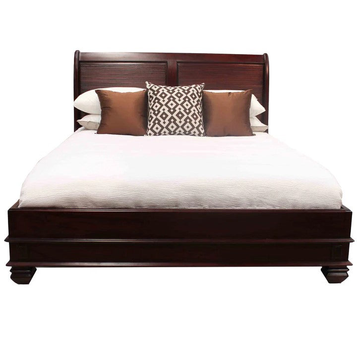 Lavish Low Footboard King Size Bed - Rose Mahogany