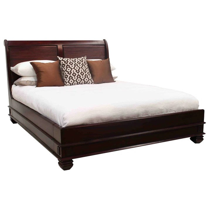 Lavish Low Footboard King Size Bed - Rose Mahogany