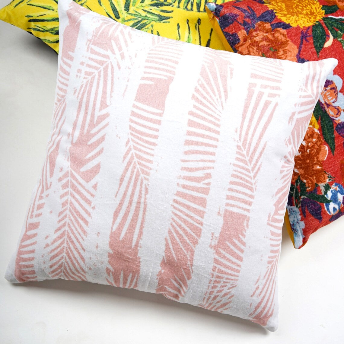 Leaf Striped Pattern Cotton Cushion Cover 50 x 50cms