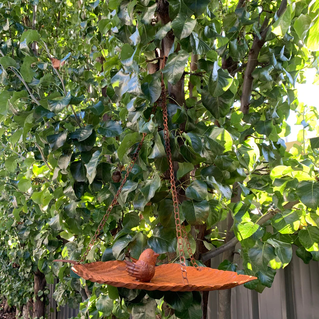 Leafy Hanging Bird Feeder Appeal - Rust