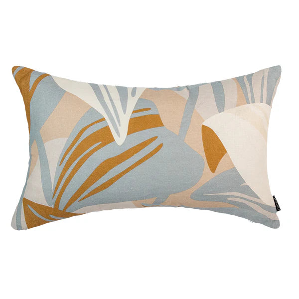 Leafy Lines Lumbar Linen Cushion - 50X30cms