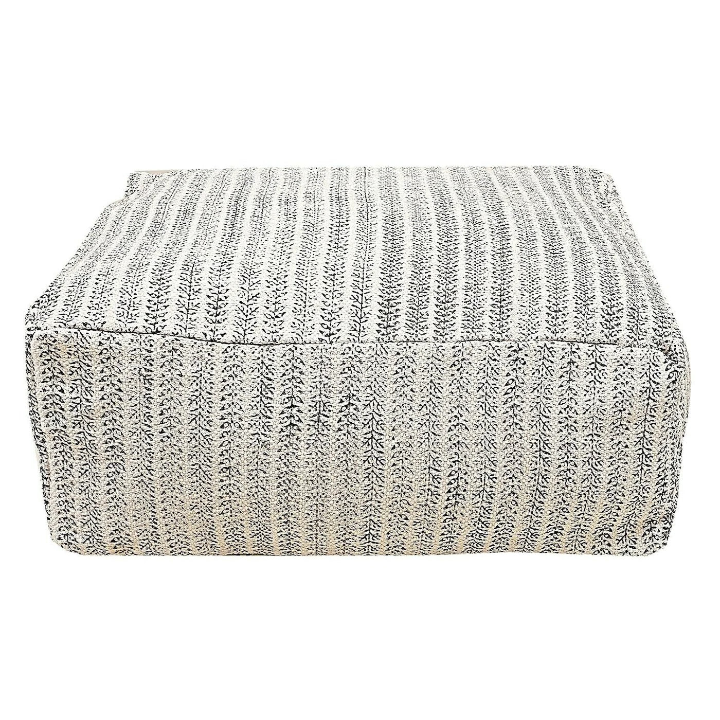 Leafy Pattern White Ottoman Cover