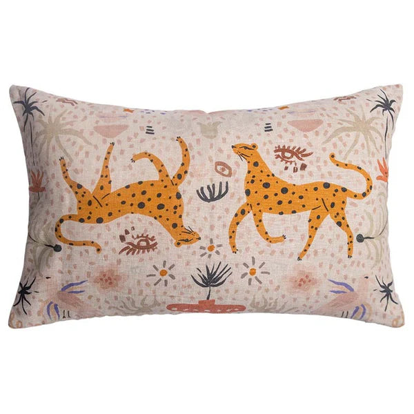 Leaping Leopards Lumbar Double-Sided Pattern Cushion - 50x30cms