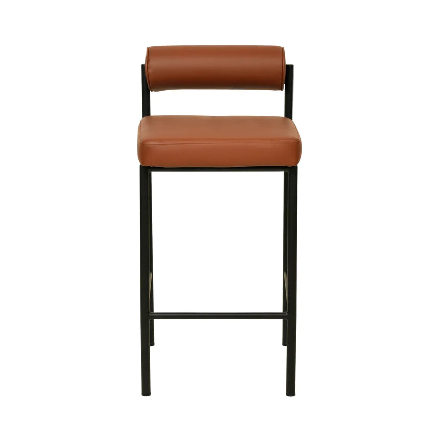 Leather Beauty Bar Chair Stool - Brown (Set of 2)