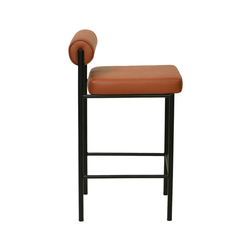 Leather Beauty Bar Chair Stool - Brown (Set of 2)