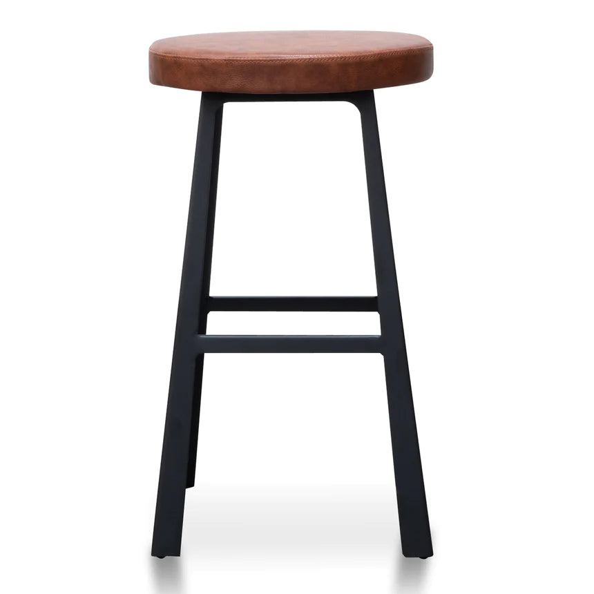 Leather Made Bar Stool - Black & Brown